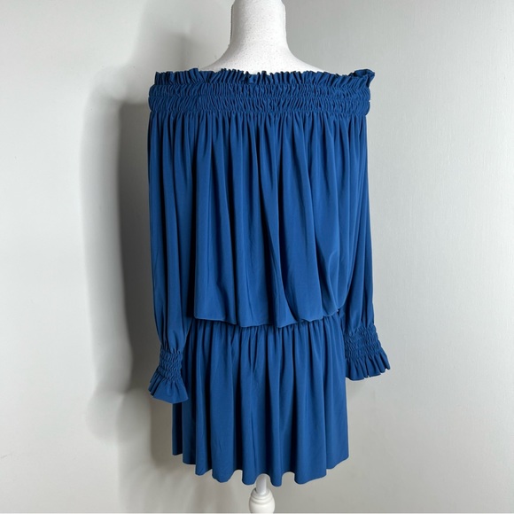 NORMA KAMALI Peasant Mini Dress in Blue Size S - Picture 7 of 14